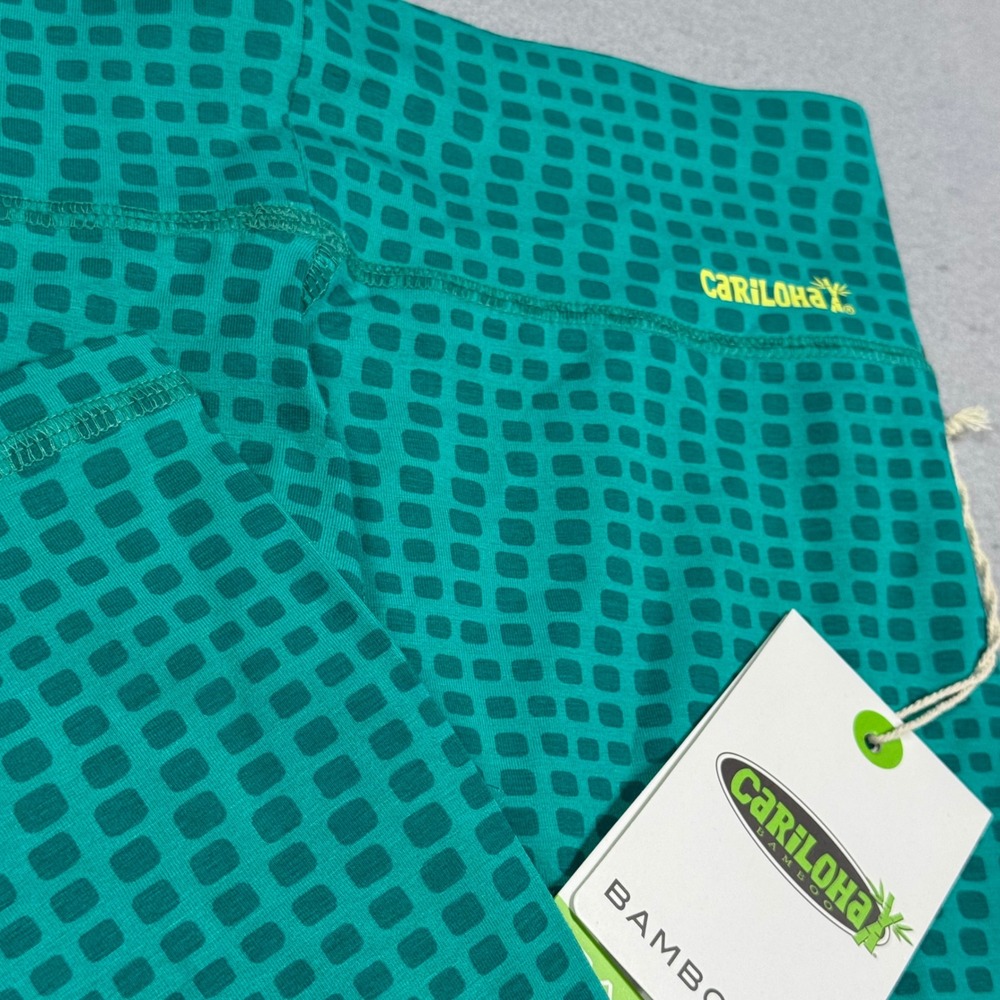 Cariloha Bamboo Fit Performance Leggings Emerald Geo Dot Green Womens Medium NWT